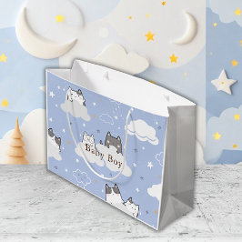 Bolsa De Regalo Grande Azul de patrón de gatito lindo