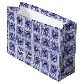Bolsa De Regalo Grande Azul Denim Occidental Baldosa de Delft 