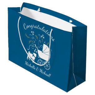 Bolsa De Regalo Grande Azul francés Bulldog Baby Shower francés