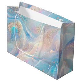 Bolsa De Regalo Grande Azul Holográfico Opal Gold Purpurina Maquillaje, B