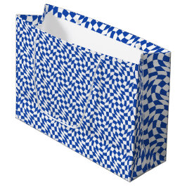 Bolsa De Regalo Grande Azul moderno remolino cuadros retro