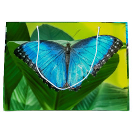 Bolsa De Regalo Grande Azul Morfo Mariposa Flora Naturaleza floral Arte