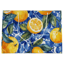 Bolsa De Regalo Grande Azul negrita Italia Positano Lemon