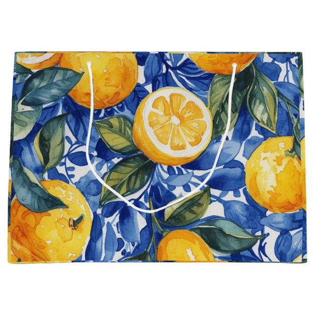 Bolsa De Regalo Grande Azul negrita Italia Positano Lemon (Anverso)