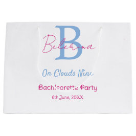 Bolsa De Regalo Grande azul rosa en nubes nueve monograma despedida de so