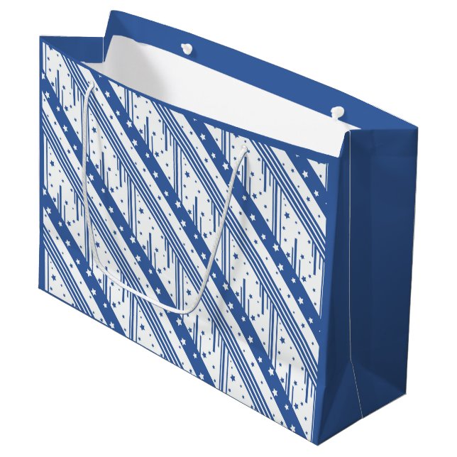 Bolsa De Regalo Grande Azul y blanco abstracto (Angulo Anverso)