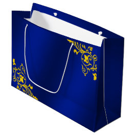 Bolsa De Regalo Grande Azul y oro reales