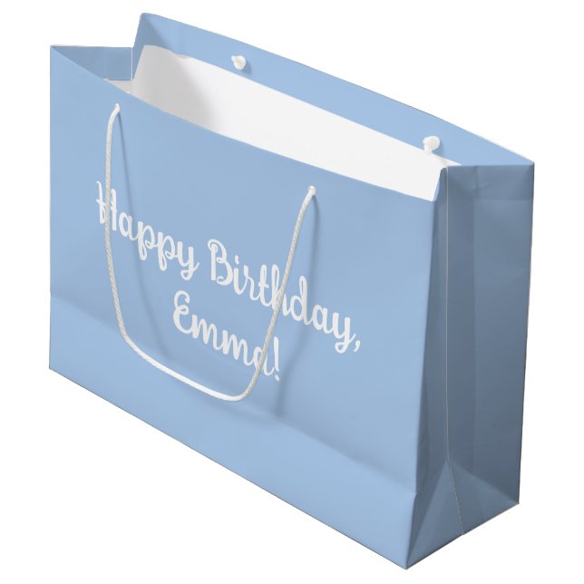 Bolsa de regalo grande azul y personalizada (Angulo Anverso)