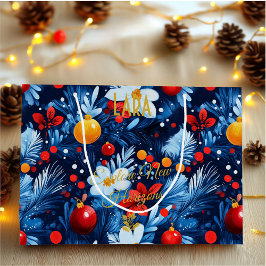 Bolsa de regalo grande azul y rojo festivo persona