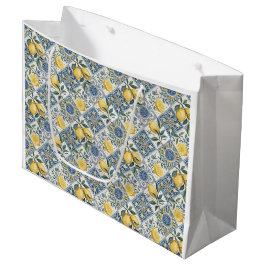 Bolsa De Regalo Grande Azulejo Francés de Campo Limón Acuarela
