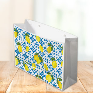 Bolsa De Regalo Grande Azulejo Francés País Limón Patrón