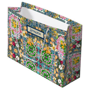 Bolsa De Regalo Grande azulejos florales de cítricos sicilianos de color