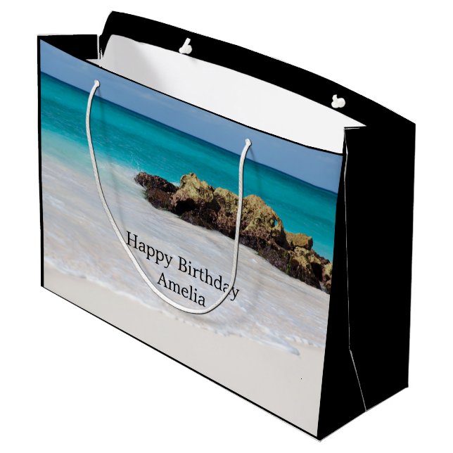 Bolsa De Regalo Grande Azure Ocean Sandy Beach Photo Birthday (Angulo reverso)