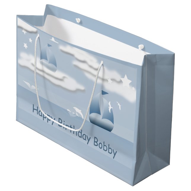 Bolsa De Regalo Grande Baby Boy Birday Sailboat LGB (Angulo Anverso)