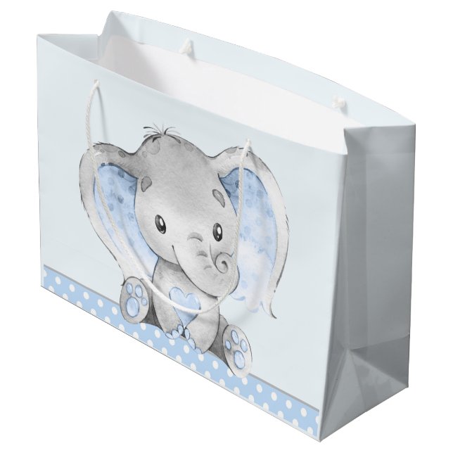Bolsa De Regalo Grande Baby Boy Elephant Baby Shower (Angulo reverso)