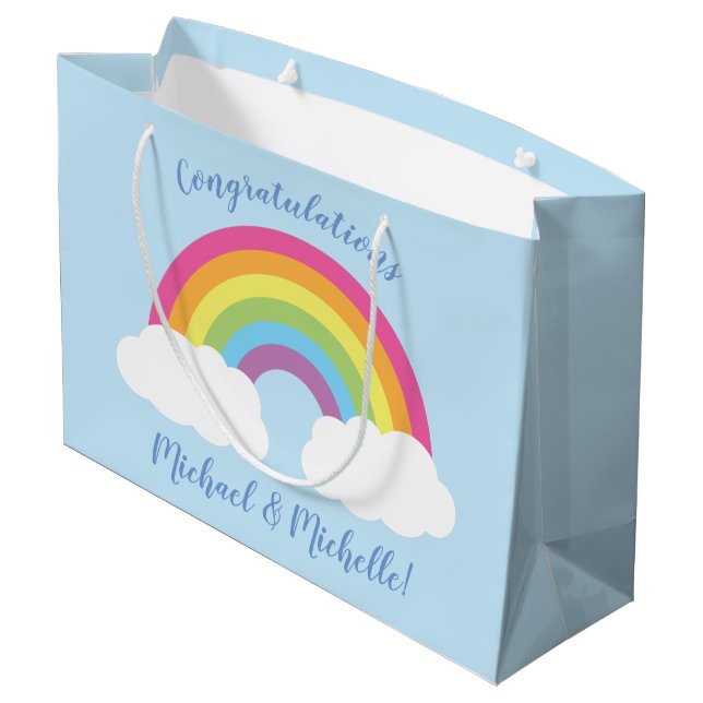 Bolsa De Regalo Grande Baby Shower arcoiris (Angulo reverso)