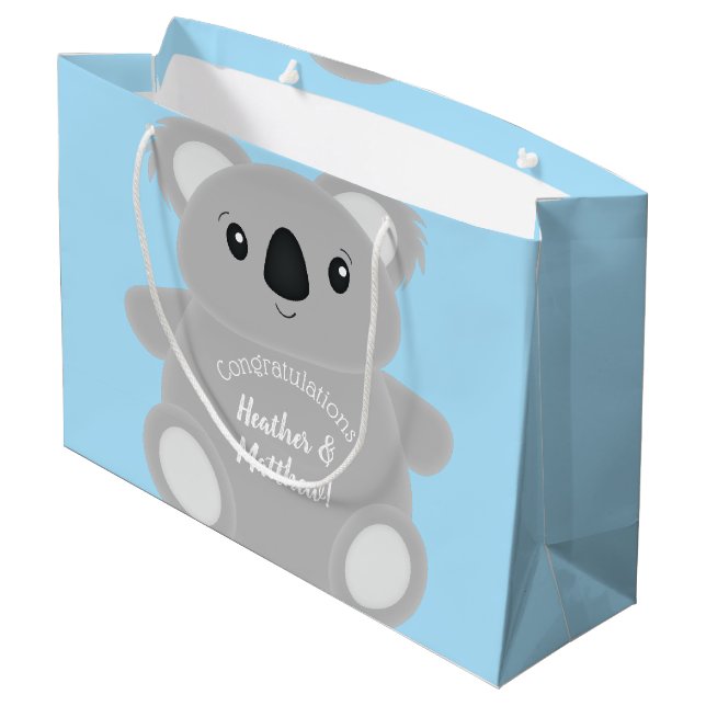 Bolsa De Regalo Grande Baby Shower Blue Koala Bear (Angulo reverso)