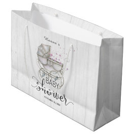Bolsa De Regalo Grande Baby Shower Chica de portaequipajes de madera blan