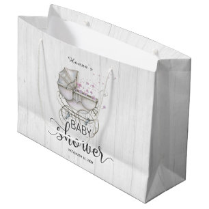 Bolsa De Regalo Grande Baby Shower Chica de portaequipajes de madera blan