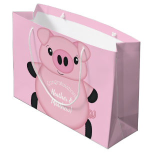 Bolsa De Regalo Grande Baby Shower de cerdo rosa