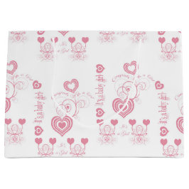 Bolsa De Regalo Grande Baby Shower de corazones rosados