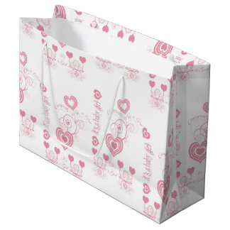 Bolsa De Regalo Grande Baby Shower de corazones rosados