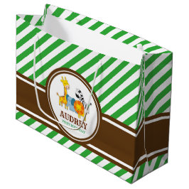 Bolsa De Regalo Grande Baby Shower de cumpleaños de animales en el zoológ