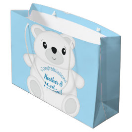 Bolsa De Regalo Grande Baby Shower de oso polar azul