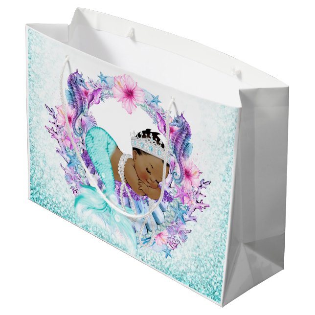 Bolsa De Regalo Grande Baby Shower de Sirena Étnica (Angulo reverso)