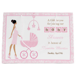 Bolsa De Regalo Grande Baby Shower de una mujer afroamericana damáscara r