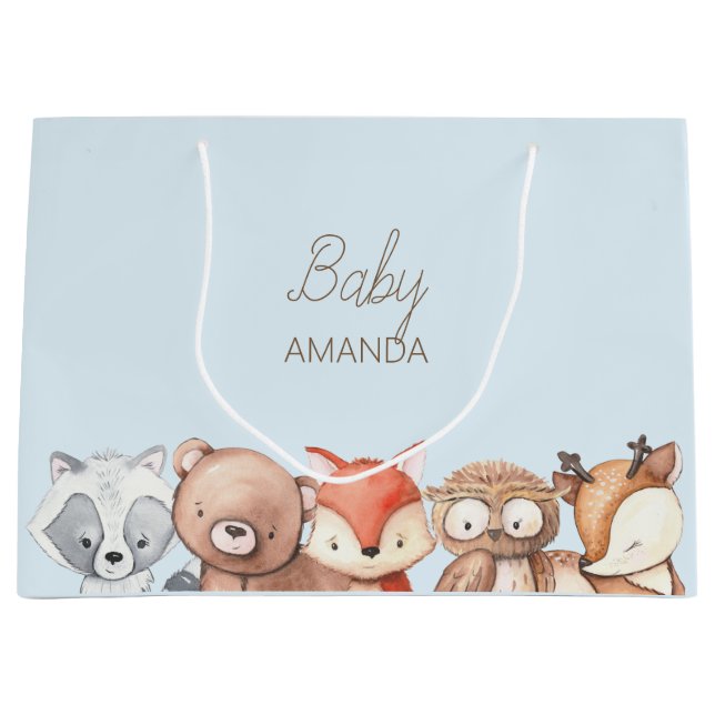 Bolsa De Regalo Grande Baby Shower de Woodland Animals (Anverso)