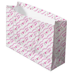 Bolsa De Regalo Grande  Baby Shower es un conejo rosa Chica