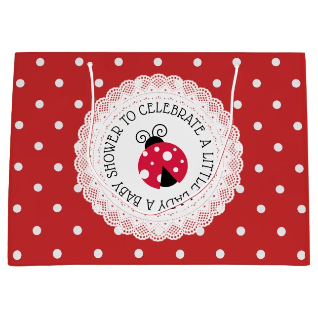 Bolsa De Regalo Grande Baby Shower Ladybug es un Chica (Anverso)