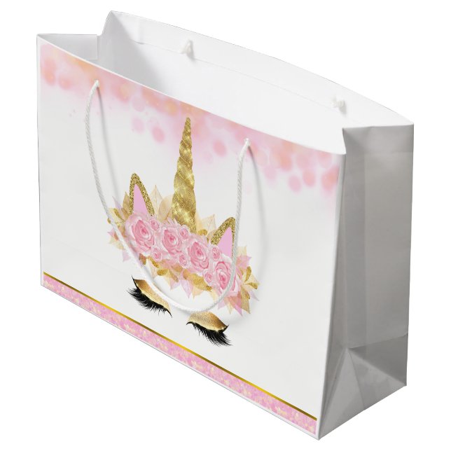 Bolsa De Regalo Grande Baby Shower Pink Gold Unicorn (Angulo reverso)
