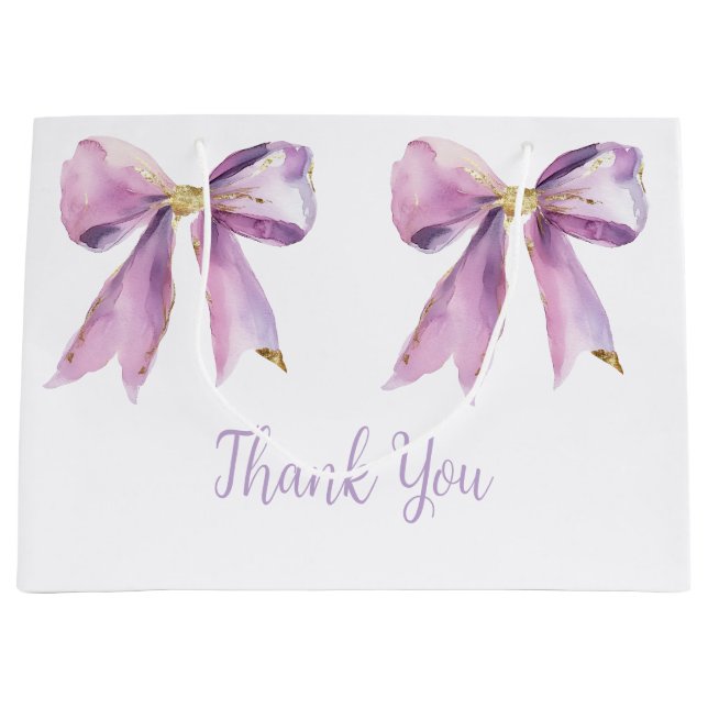 Bolsa De Regalo Grande Baby Shower Purple Coquette Bow (Anverso)