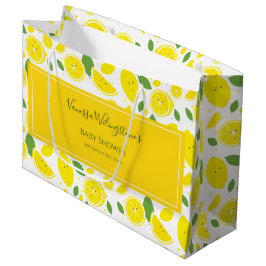 Bolsa De Regalo Grande Baby Shower verde blanco amarillo de los lemones s
