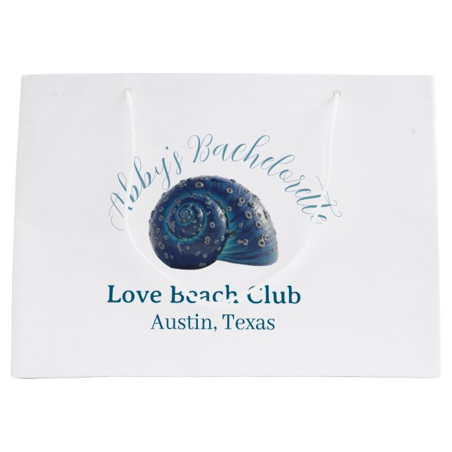 Bolsa De Regalo Grande Bachelorette party beach club blue sea shell name  (Anverso)