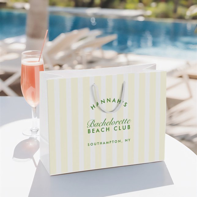 Bolsa De Regalo Grande Bachelorette Retro Moderna Verde y Amarilla (Retro Modern Green & Yellow Bachelorette Large Gift Bag)