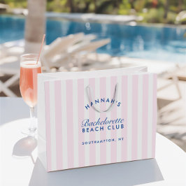 Bolsa De Regalo Grande Bachelorette rosa y marina retro moderna