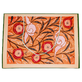 BOLSA DE REGALO GRANDE BAG DE REGALO PATRÓN FLORAL CHINO EN NARANJA