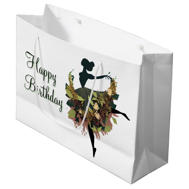 Bolsa De Regalo Grande Bailarina de Feliz Cumpleaños  (Angulo Anverso)