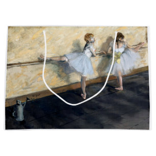 Bolsa De Regalo Grande Bailarines practicando en el Barre, Edgar Degas