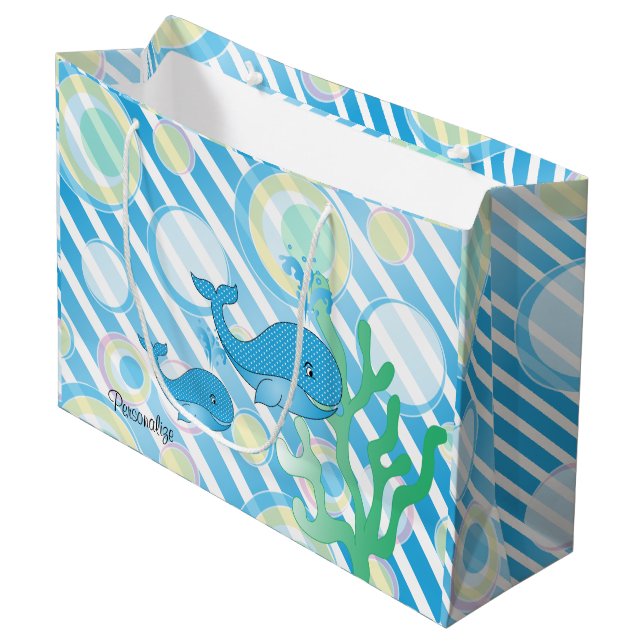 Bolsa De Regalo Grande Ballena de Blue Baby Boy (Angulo Anverso)