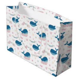 Bolsa De Regalo Grande Ballena floral personalizada y caprichosa