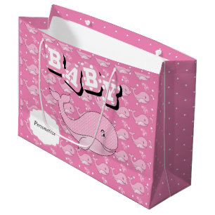 Bolsa De Regalo Grande Ballena punteada polca rosada del bebé