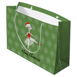 Bolsa De Regalo Grande Ballerina Mouse Navidades Snowflakes Green