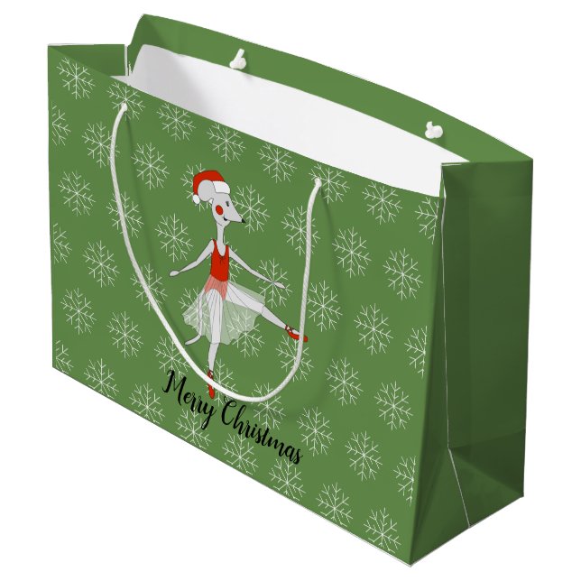 Bolsa De Regalo Grande Ballerina Mouse Navidades Snowflakes Green (Angulo reverso)