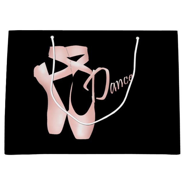 Bolsa De Regalo Grande Ballet Ballerina Pink Pointe Shoes Dance LG GB (Anverso)