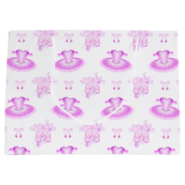 Bolsa De Regalo Grande Ballet Ballerina Tutu y Shoes Rosa (Anverso)