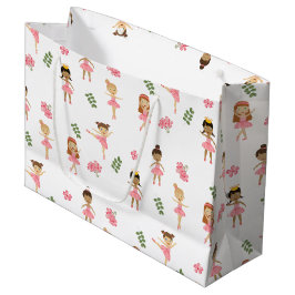 Bolsa De Regalo Grande Ballet Ballerinas rosadas Patrón de baile
